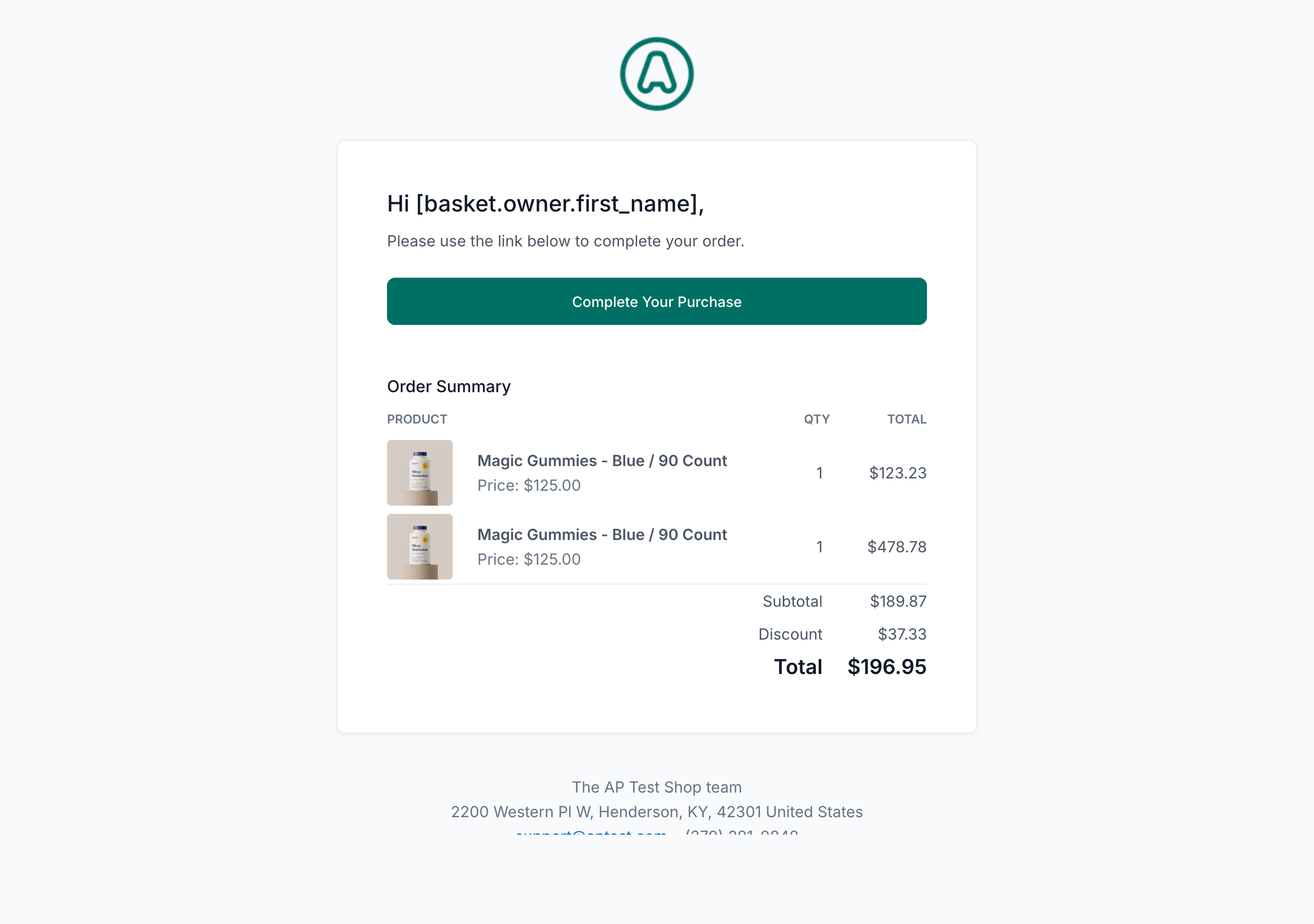 Complete order email: NEXT logo, order complete confirmation, order summary with items and totals, and store footer.