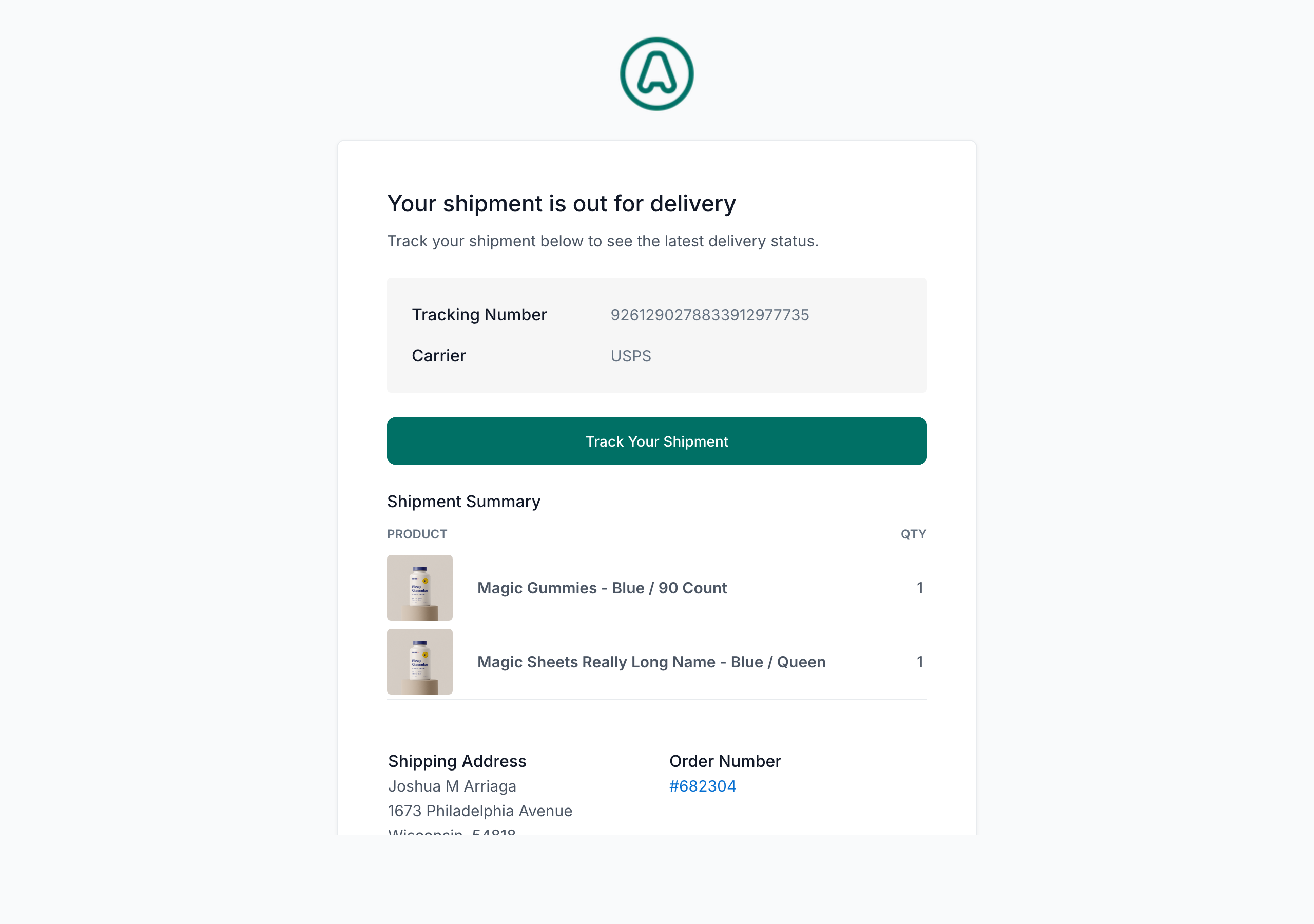 Out for delivery email: NEXT logo, your package is out for delivery headline, delivery date and address details, view order button, and store footer.