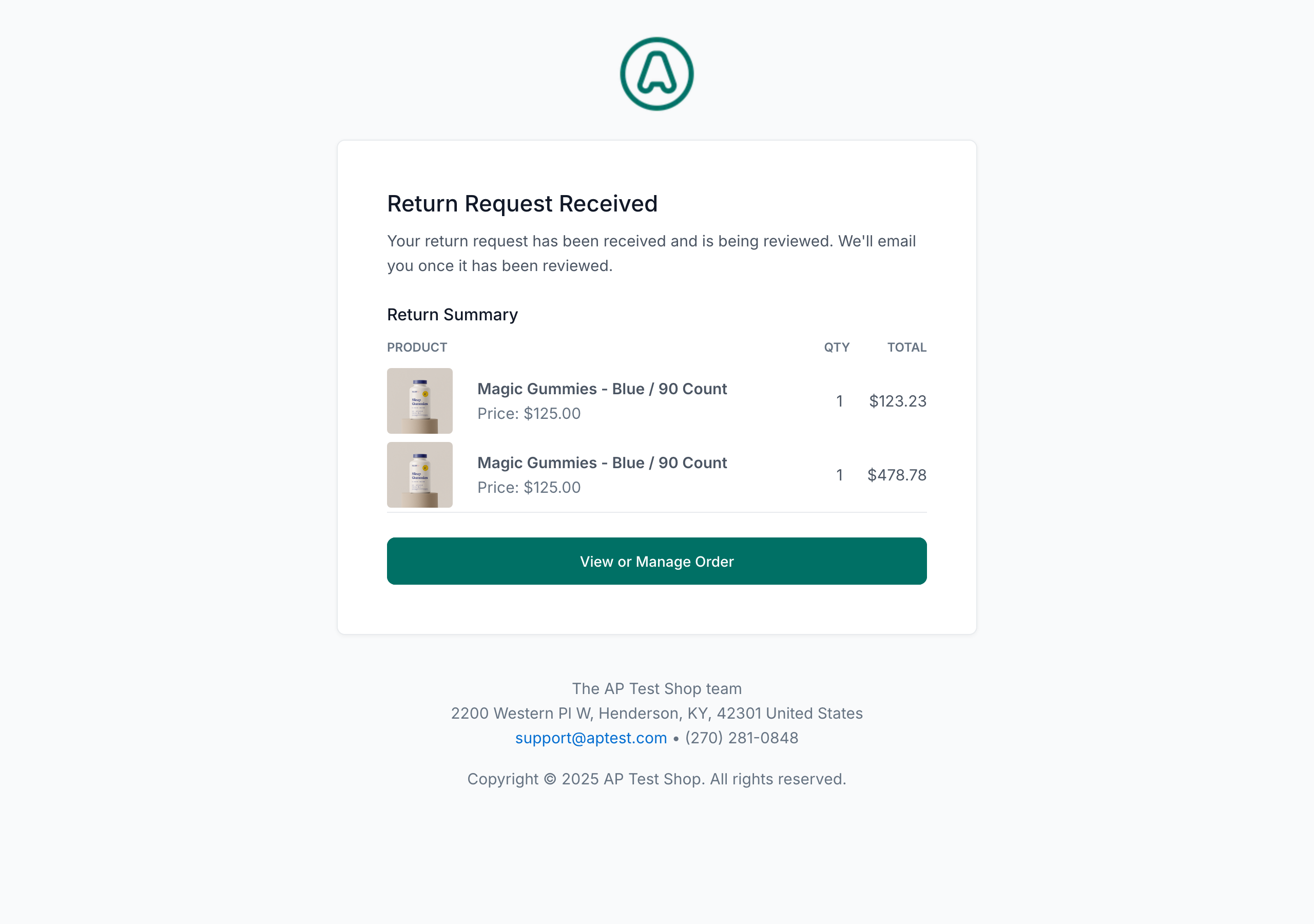 Return instruction email: NEXT logo, return request headline, return items summary with product details, return instructions, and store footer.